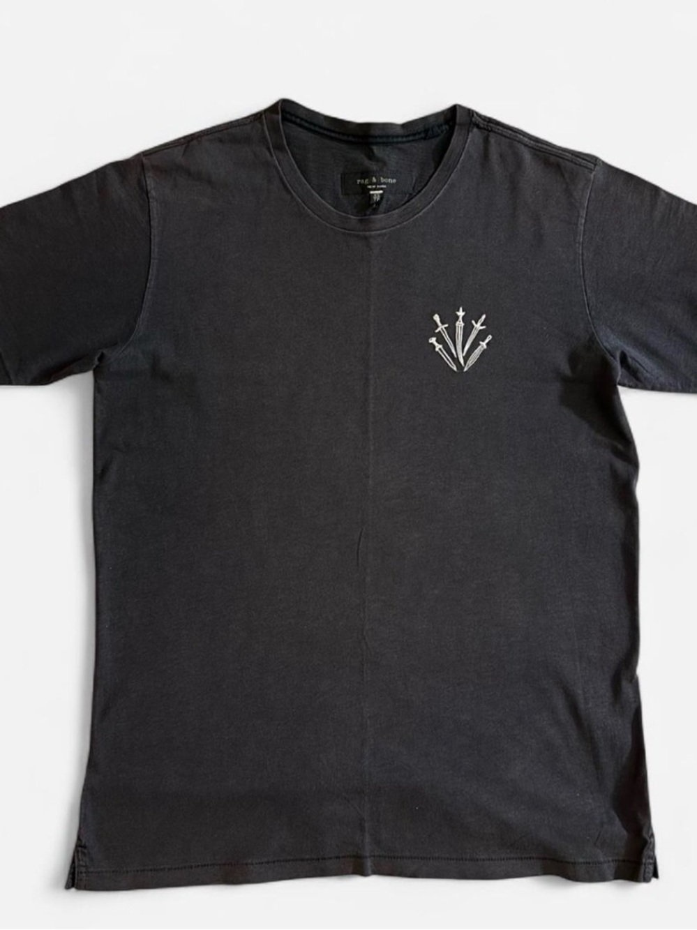 rag & bone Black Short-Sleeve Crewneck T-Shirt with Chest Graphic
